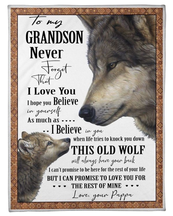 Wolves Love Message Of Pappa To Grandson Fleece Blanket - Image 2