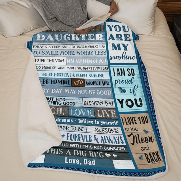 You Are My Sunshine Dad Gift For Daughter Fleece Blanket - Image 3