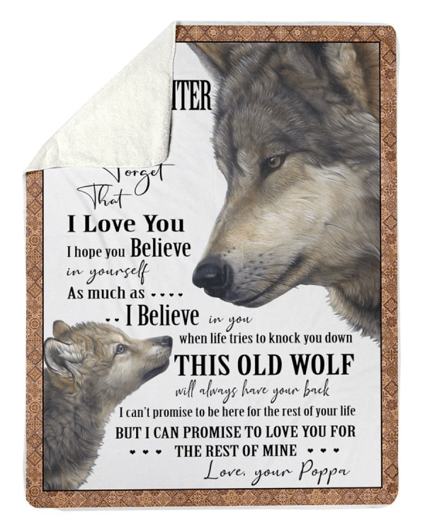 Wolf Love Message Of Poppa To Granddaughter Fleece Blanket - Image 2