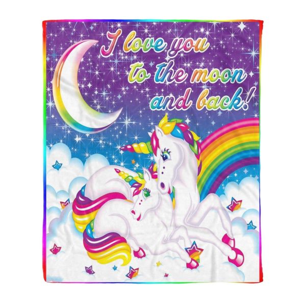 Love You To The Moon Unicorn Fleece Blanket Gift For Womenc - Image 3