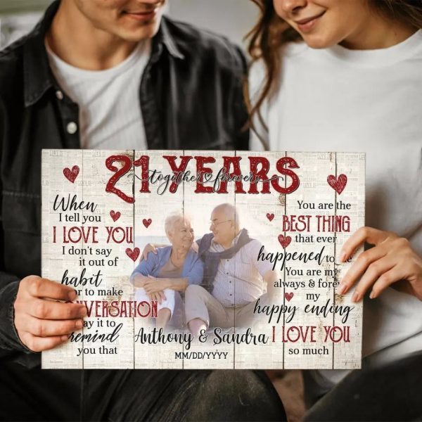 Personalized Photo Canvas Prints, Gifts For Couples, Happy 21st Anniversary Gift For Husband And Wife, Together And Forever When I Tell You Dem Canvas - Image 3