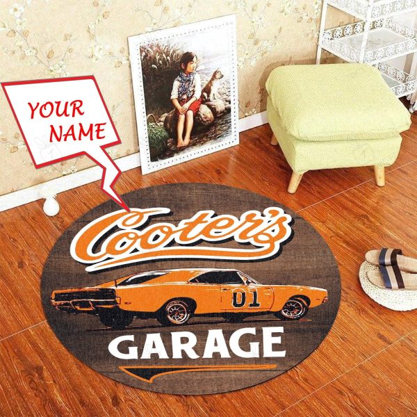 Personalized General Lee The Dukes Of Hazzard Cooter's Garage Living Room Round Mat Circle Rug