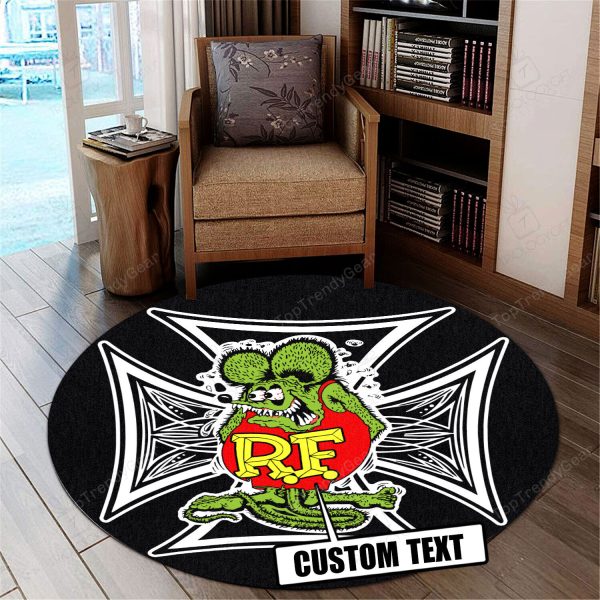 Personalized Rat Rod Garage Decor, Home Bar Decor Hot Rod Garage Decor, Home Bar Decor Pinstripe Round Mat - Image 2