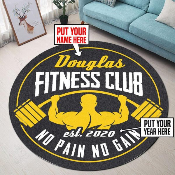 Personalized Gym Room No Pain No Gain Round Mat Round Floor Mat Room Rugs Carpet Outdoor Rug Washable Rugs