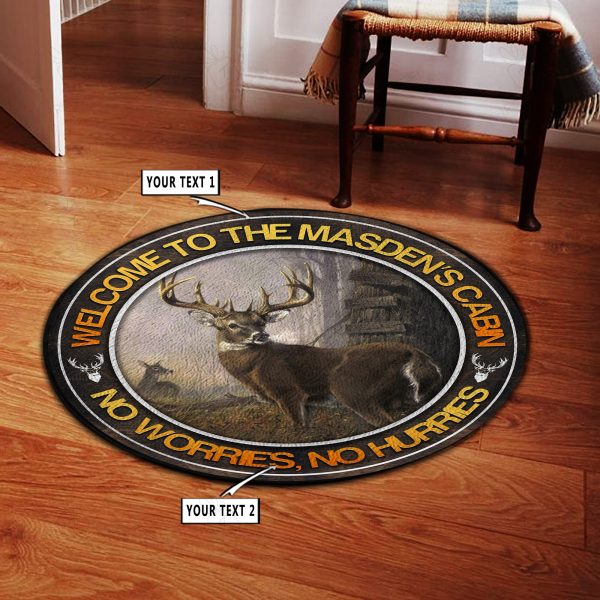 Personalized Deer Hunting Home Decor Round Rug, Carpet 10535