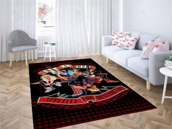 Guns Roses Living Rectangle Rug Decor Area Rugs For Living Room Bedroom Kitchen Rugs Home Carpet Flooring Rs015029 Print